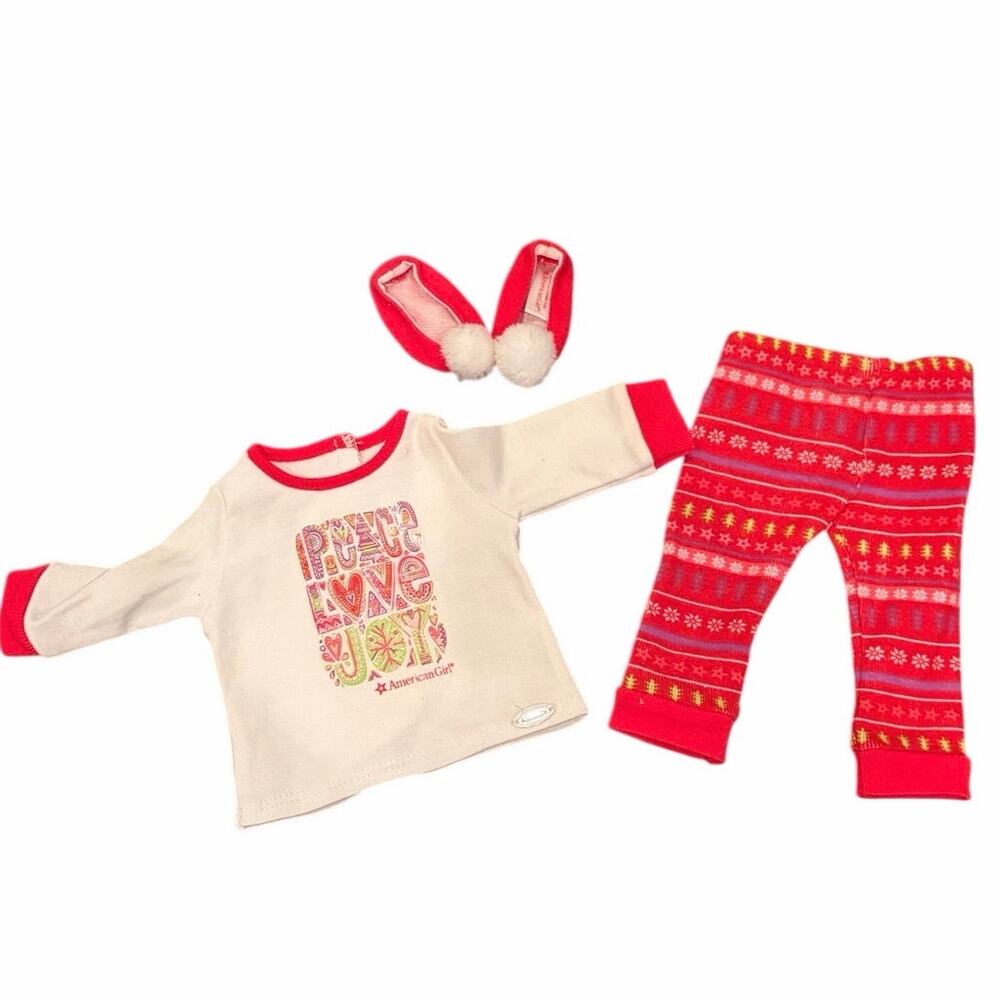 American Girl Peace Love Joy Pajamas 18" Doll Outfit and Slippers